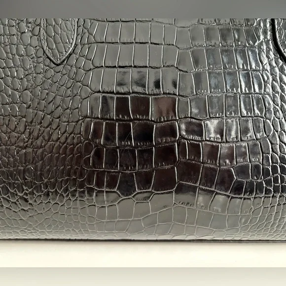 $995 Strathberry Croc Croco Embossed Leather Crossbody Tote Bag Purse Large GUC - Picture 7 of 16
